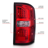 ANZO 2014-2018 GMC Sierra LED Tail Lights Black Housing Red/Clear Lens - 311399