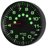 Autometer Spek-Pro Gauge Tachometer 5in 11K Rpm W/Shift Light & Peak Mem Black/Black - P239328