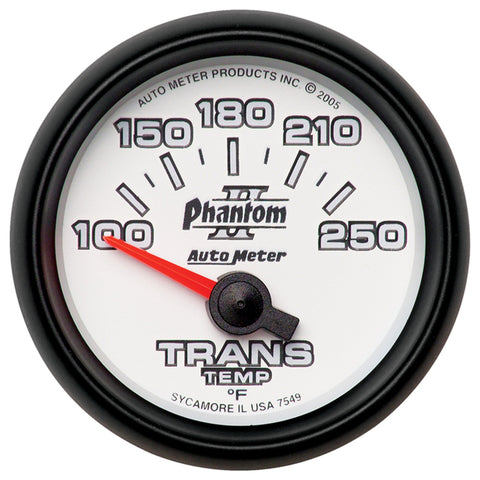Autometer Phantom II 52.4mm Short Sweep Electronic 100-350 Def F Transmission Temperature Gauge - 7549