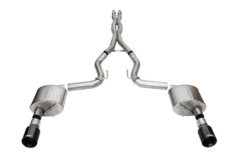 Corsa 24+ Ford MustangGT Xtreme Cat-Back Ex.Sys 3.0in Dual Rear Exit w/4.5in Blk PVD StraightCut Tip - 21251BLK