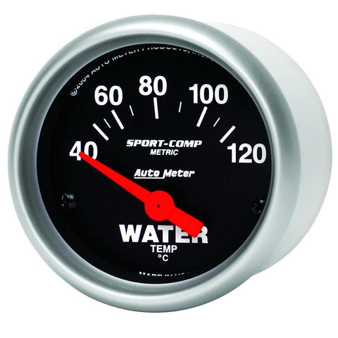 Autometer Sport-Comp 52mm 40-120 Degree Short Sweep Electronic Water Temperature Gauge - 3337-M