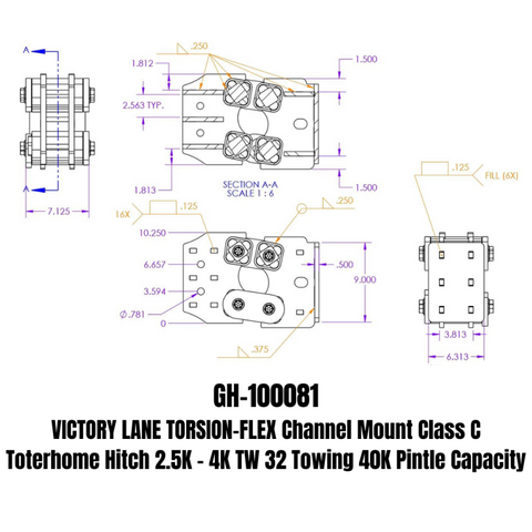 Gen-Y Victory Lane Torsion-Flex Channel Mount Class C Toterhome Hitch (2.5K-4K TW) - GH-10081