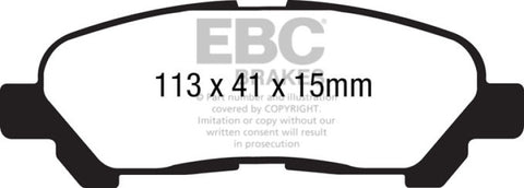 EBC 09-13 Toyota Highlander 2.7 2WD/4WD Yellowstuff Rear Brake Pads - DP41838R