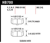 Hawk 06-07 Subaru WRX Performance Ceramic Front Brake Pads - HB700Z.562
