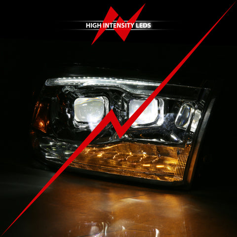 ANZO 16-18 Chevrolet Silverado 1500 LED Projector Headlights w/Plank Style Switchback Chrome w/Amber - 111421