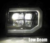 AlphaRex 07-13 GMC 1500HD NOVA LED Proj Headlights Plank - Jet Black w/Activ Light/Seq Signal/DRL - 880608