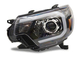 Raxiom 12-15 Toyota Tacoma Axial Projector Headlights w/ SEQL LED Bar- Blk Housing (Clear Lens) - TT21850
