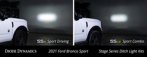 Diode Dynamics 2021 Ford Bronco Sport SS3 LED Ditch Light Kit - Sport Yellow Combo - DD7139