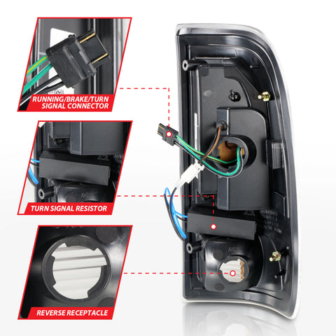 ANZO 1997-2003 Ford F-150 LED Tail Lights w/ Light Bar Black Housing Smoke Lens - 311378