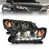ANZO 2013-2015 Honda Accord (4dr ONLY) Projector Headlights w/ U-Bar Black - 121492