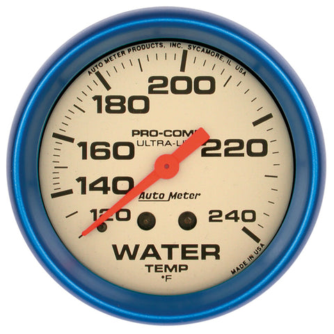 AutoMeter Gauge Water Temp 2-5/8in. 120-240 Deg. F Mech. Glow In The Dark Ultra-Nite - 4532