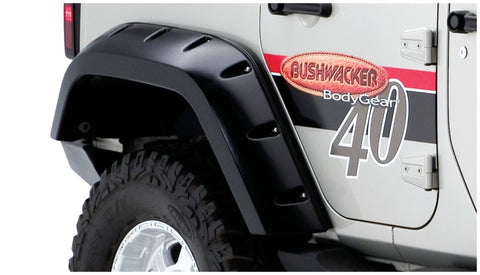 Bushwacker 07-18 Jeep Wrangler Unlimited Max Pocket Style Flares 2pc Extended Coverage - Black - 10044-02