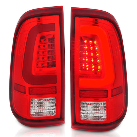 ANZO 2008-2016 Ford F-250 LED Taillights Chrome Housing Red/Clear Lens (Pair) - 311358