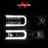 ANZO 88-98 Chevrolet C1500 Crystal Headlights w/Light Bar Chrome Housing w/ Signal Side Markers 8Pcs - 111529