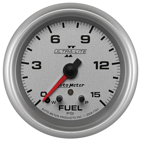 AutoMeter Gauge Fuel Press 2-5/8in. 15PSI Stepper Motor W/ Peak & Warn Ultra-Lite II - 7761