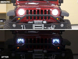Raxiom 97-18 Jeep Wrangler TJ & JK 6-LED Headlights w/ Partial Halo- Blk Housing (Clear Lens) - J135442