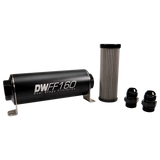 DeatschWerks Stainless Steel 10AN 10 Micron Universal Inline Fuel Filter Housing Kit (160mm) - 8-03-160-010K-10