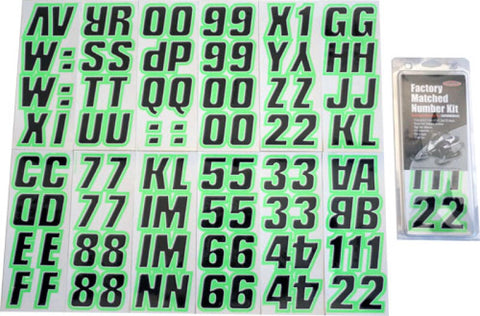 Hardline Snowmobile Lettering Registration Kit 2 in. - 500 Black/Kiwi Green - BLKKI500