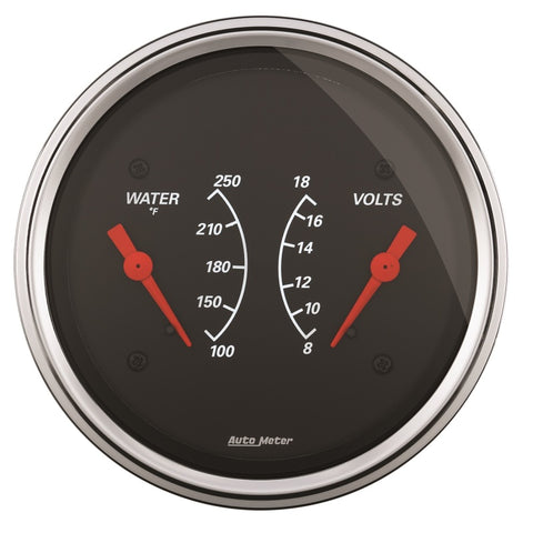 AutoMeter Gauge Dual Wtmp & Volt 3-3/8in. 250 Deg. F & 18V Elec Designer Black - 1430