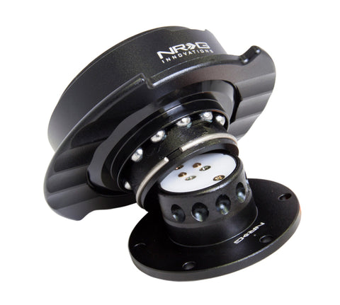 NRG Quick Release Kit Gen 2.5 - Black / Black Ring w/Finger Grooves - SRK-250BK