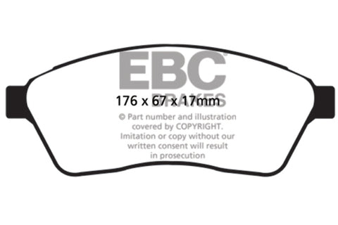 EBC 10-11 Cadillac SRX 2.8 Turbo Greenstuff Front Brake Pads - DP21859