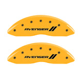 MGP 4 Caliper Covers Engraved Front & Rear With stripes/Avenger Yellow finish black ch - 12192SAV1YL
