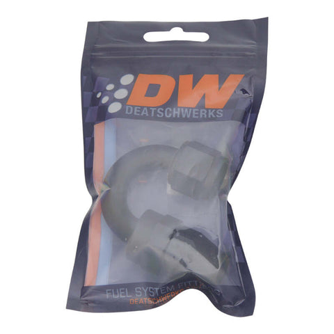 DeatschWerks 8AN Female Swivel 180-Degree Hose End PTFE (Incl Olive Insert) - Anodized Matte Black - 6-02-0857-B