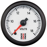 Autometer Stack 52mm 8-18V Pro Stepper Motor Battery Voltage Gauge - White - ST3366