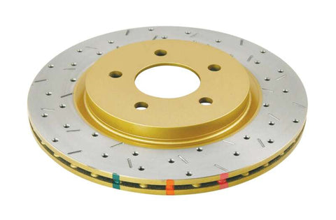 DBA 05-13 Ford Mustang GT/V6 Rear Drilled & Slotted 4000 Series Rotor w/ Gold Hat - DBA42114XS