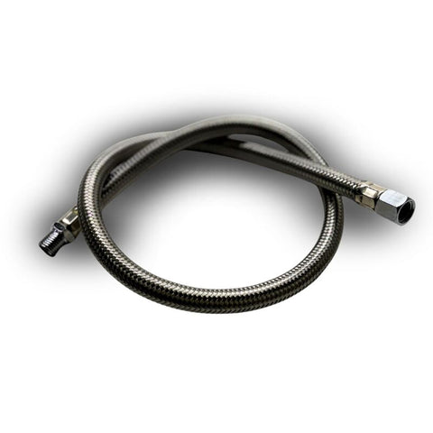 Kleinn 28In Stainless Steel Braided Leader Hose Extension - 1/4In F NPT Inlet/ 1/4In M NPT Outlet - 30203
