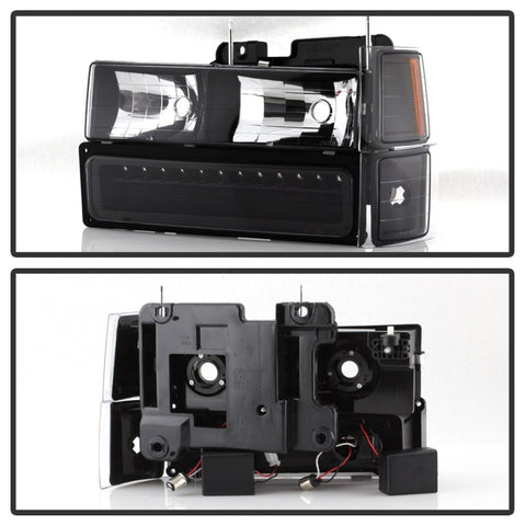 xTune 92-94 Blazer Full Size Corner/LED Bumper Headlights Black HD-JH-CCK88-LED-AM-BK-SET - 5069542