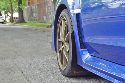 Rally Armor 15-21 Subaru WRX/STI Black UR Mud Flap w/Blue Logo - MF32-UR-BLK/BL