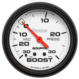 Autometer Phantom 66.7mm 30 in Hg-Vac/30PSI Mechanical Vacuum/Boost Gauge - 5803