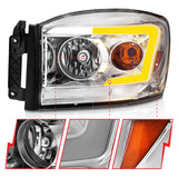 ANZO 06-09 Dodge RAM 1500/2500/3500 Headlights Chrome Housing/Clear Lens (w/Switchback Light Bars) - 111527