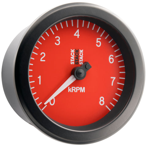 Autometer Stack Sport 88mm 0-8K RPM Tachometer - Red - ST100-08R