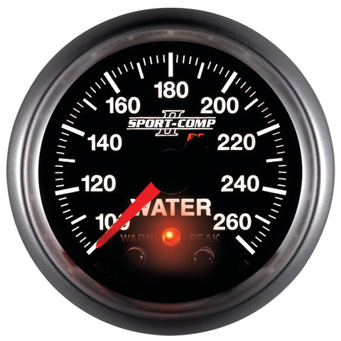 Autometer Sport-Comp II 52.4mm 100-260 Deg F Water Temp Peak & Warn w/ Electronic Control Gauge - 3654