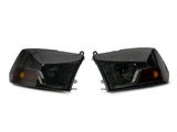 Raxiom 09-18 Dodge RAM 1500 Axial OEM Rep Headlights w/ Single Bulb- Chrome Housing (Smoked Lens) - R118019
