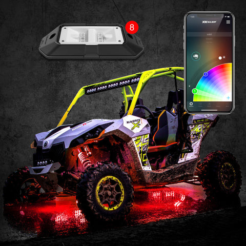 XK Glow Rock Light w/ XKchrome App Controlled Bluetooth Advanced Kit 8pc RGB 6W - XK-ROCK-ADV