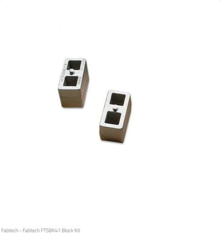 Fabtech 4in Front Leaf Spring Block Kit - 2.5in Wide w/Bump Stop - FTSBK41