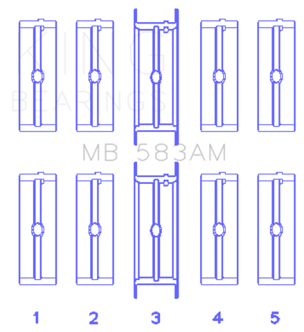 King Ford 239/256/272/292 (Size .020) Crankshaft Main Bearing Set - MB 583AM 020