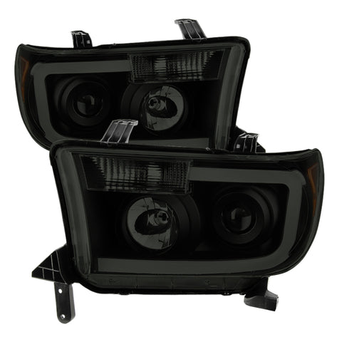 xTune Toyota Tundra 07-13 LED Light Bar Projector Headlights Black Smoked PRO-JH-TTU07-LED-BSM - 9030413