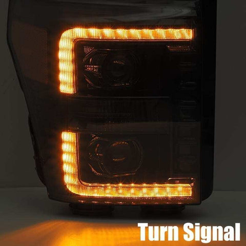 AlphaRex 11-16 Ford F-250 SD PRO-Series Projector Headlights Plank Style Design Chrome w/Seq Signal - 880141