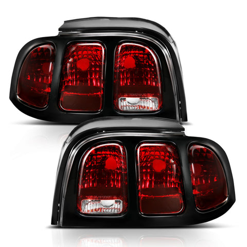ANZO 1994-1998 Ford Mustang Taillight Dark Red Lens (OE Style) - 321350