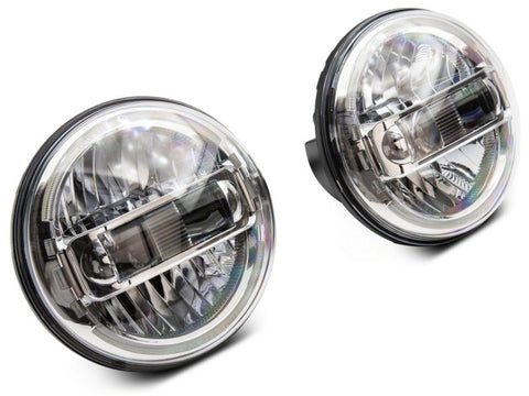 Raxiom 97-18 Jeep Wrangler TJ & JK Axial 7-In LED Headlights w/ DRL- Chrome Housing (Clear Lens) - J155569