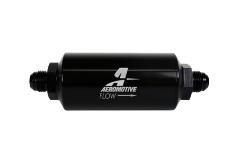 Aeromotive In-Line Filter - AN-08 size Male - 10 Micron Microglass Element - Bright-Dip Black - 12375