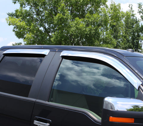 AVS 07-18 Toyota Tundra Crewmax Ventvisor Outside Mount Front & Rear Window Deflectors 4pc - Chrome - 684309