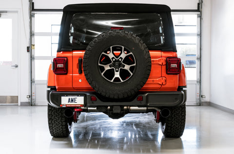 AWE Tuning 2018+ Jeep Wrangler JL/JLU Tread Edition Axle-Back Dual Exhaust - Diamond Black Tips - 3015-33001