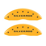 MGP Front set 2 Caliper Covers Engraved Front Silverado Yellow finish black ch - 14207FSILYL