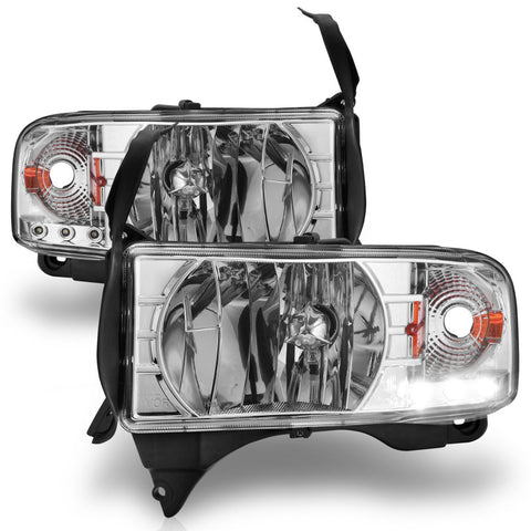 ANZO 1994-2001 Dodge Ram Crystal Headlights Chrome w/ LED - 111206
