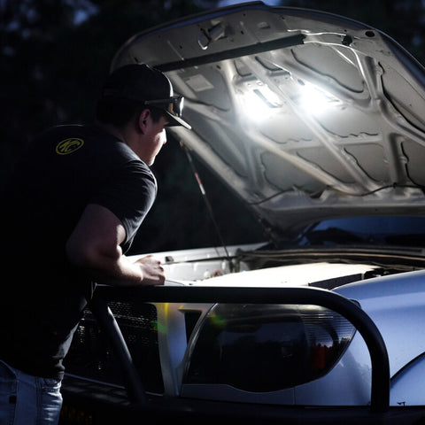 KC HiLiTES Cyclone 2in. LED Universal Under Hood Lighting Kit (Incl. 2 Cyclone Lights/Switch/Wiring) - 355